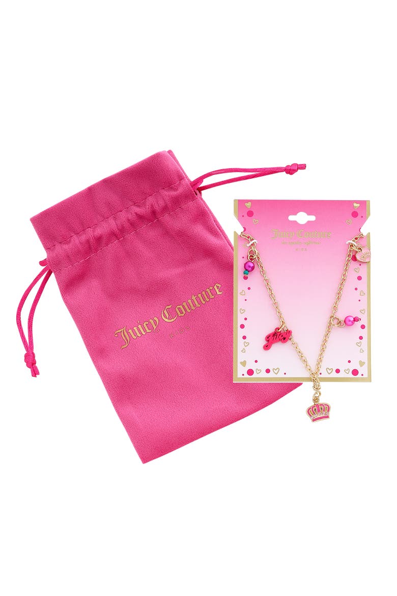 Crown "Juicy" Charm Necklace, Alternate, color, gold, pink
