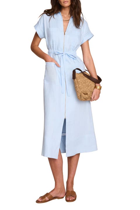 Linen Midi Shirt Dress