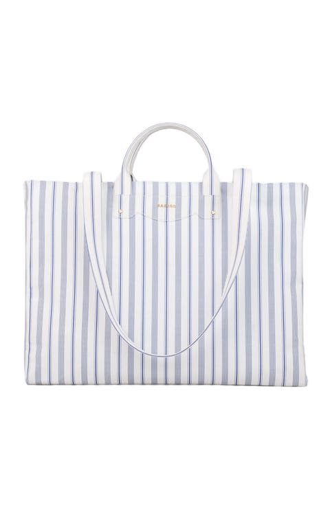 Striped canvas tote bag