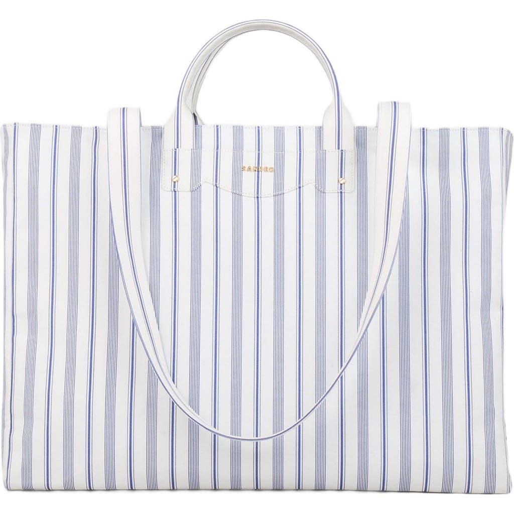 Sandro Striped Canvas Tote Bag