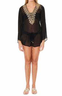 RANEES Black Embellished Poncho