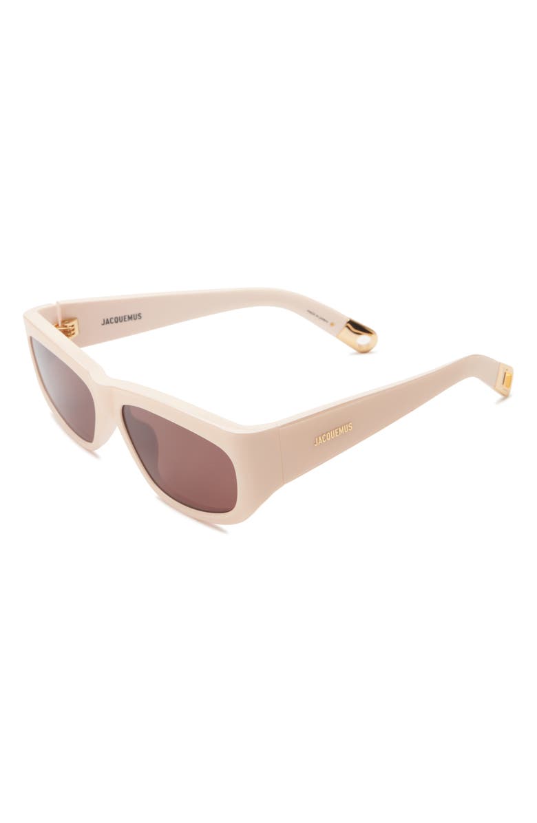 Jacquemus 57mm Square Sunglasses, Alternate, color, Cream/ Gold