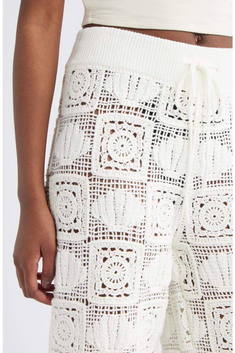 x LSPACE Maja Seashell Patchwork Crochet Wide Leg Pants, Alternate, color, WHITE SEA SHELL CROCHET