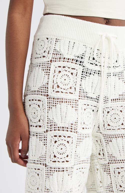 Rails X Lspace Maja Seashell Patchwork Crochet Wide Leg Pants In White