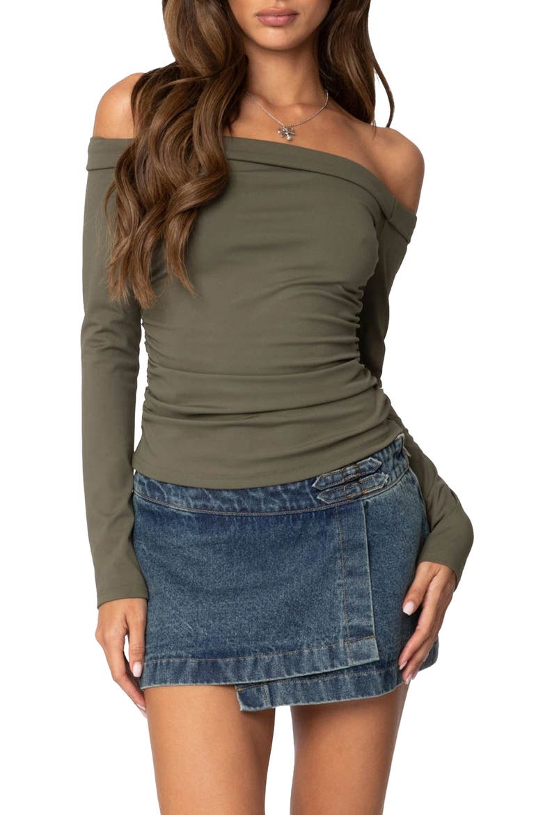 Celly Off the Shoulder Top, Main, color, OLIVE