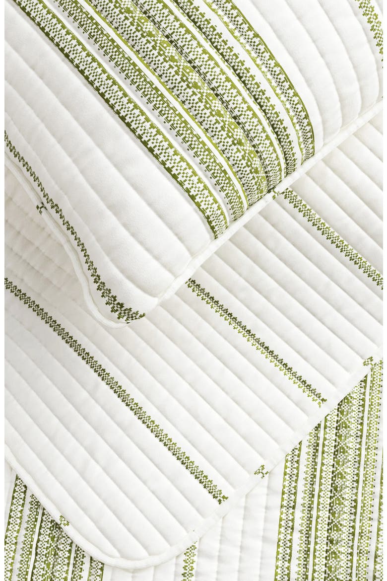 Farmhouse Stripe Quilt Set, Alternate, color, WHITE / GREEN