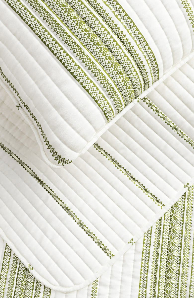 Woven & Weft Farmhouse Stripe Quilt Set, Alternate, color, White / Green