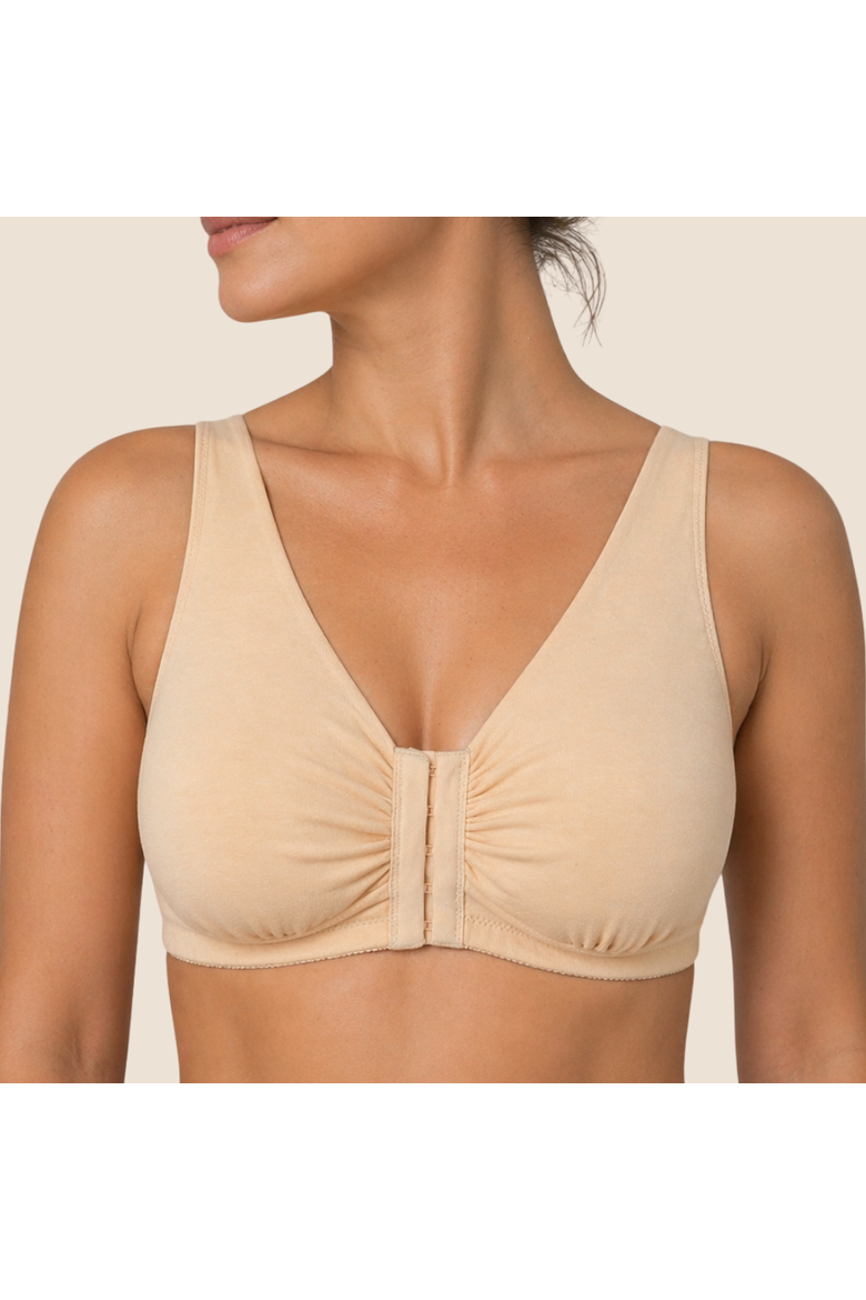 Ease Cotton Front Closure Bra for Mastectomy 2-Pack, Alternate, color, Buff
