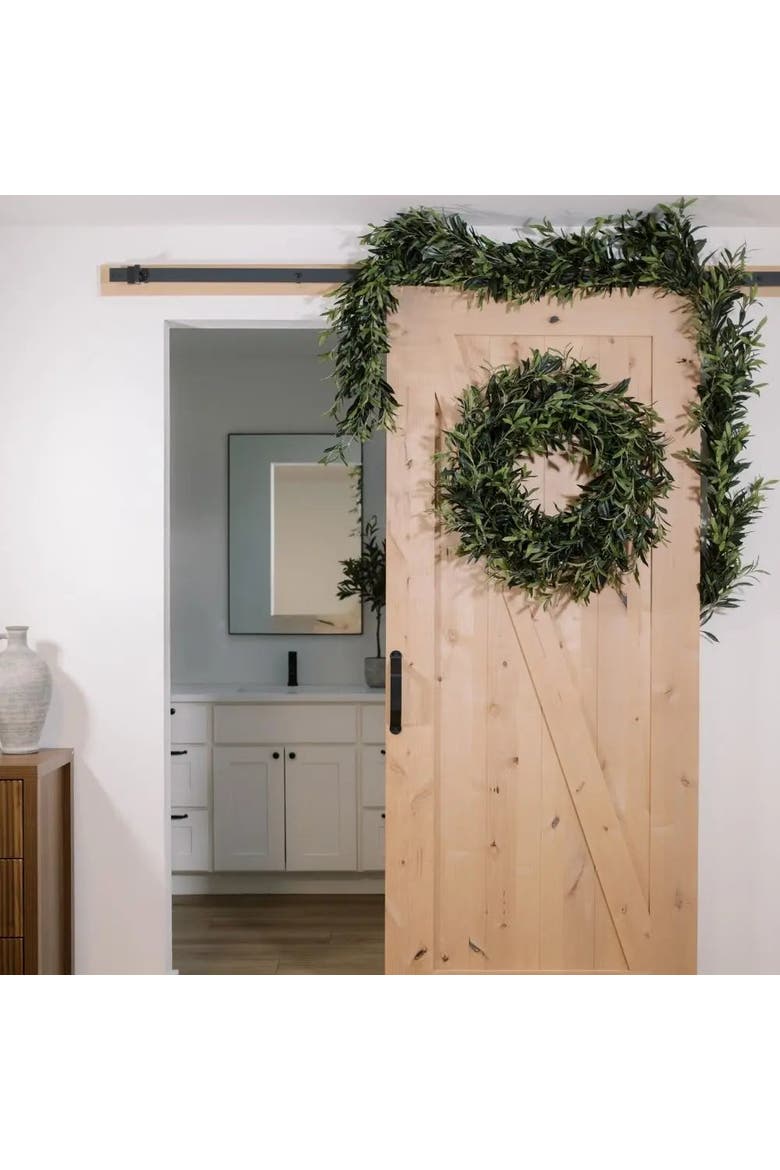 30" Artificial Olive Leaf Wreath, Alternate, color, Green