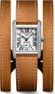 Longines Mini DolceVita Three-Row Brown Leather Strap Watch, 21.5mm x 29mm