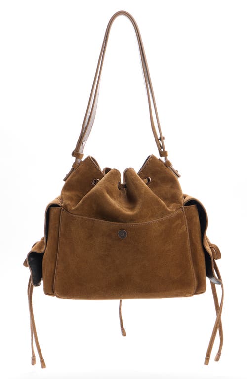 Acne Studios Multipocket Suede Bucket Bag In Brown