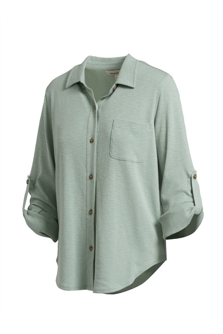 Knit Button-Up Shirt, Alternate, color, Pink Shadow