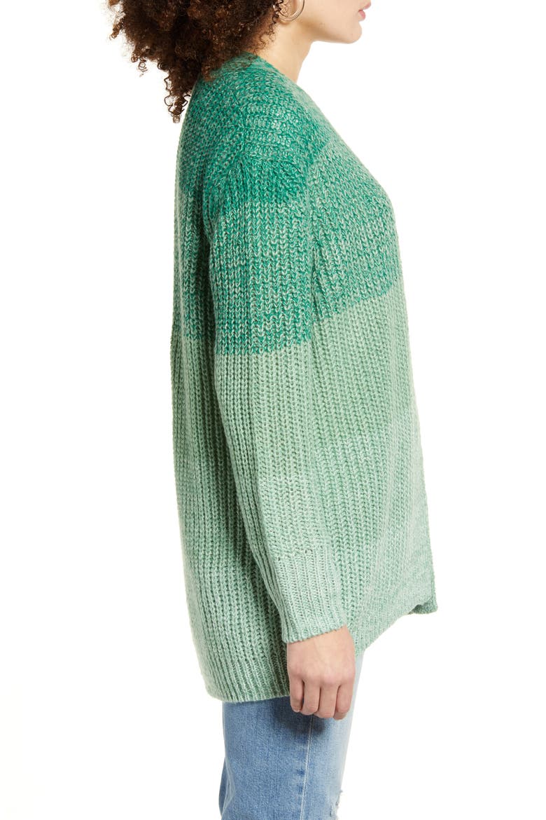 Ombré Cardigan, Alternate, color, GREEN LAKE OMBRE