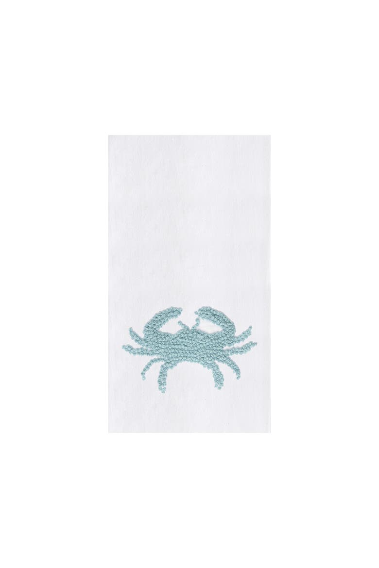 Blue Crab Flour Sack Decorative Kitchen Towel - Coastal Beach House, Main, color, White