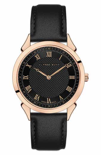 Alfred Sung Swiss Heritage Leather Strap Watch, 42mm