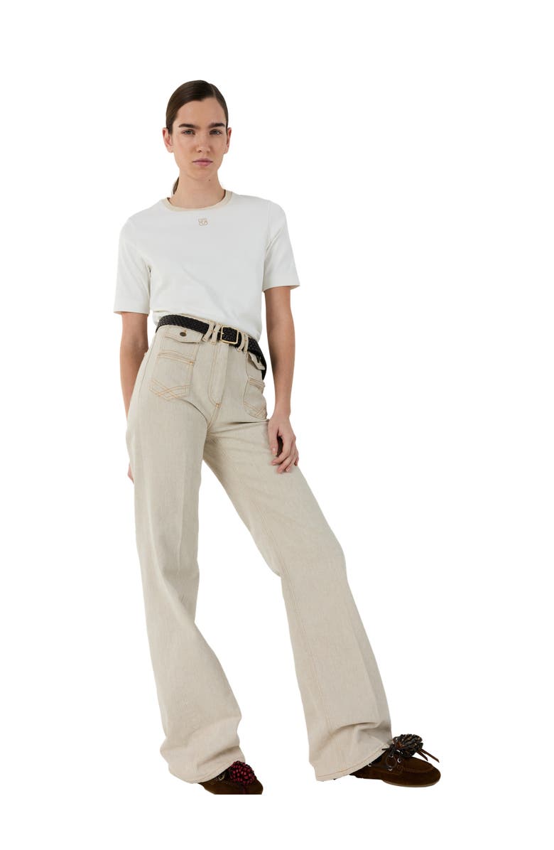 GERARD DAREL Mavie Embroidered Monogram T-Shirt, Alternate, color, Ecru