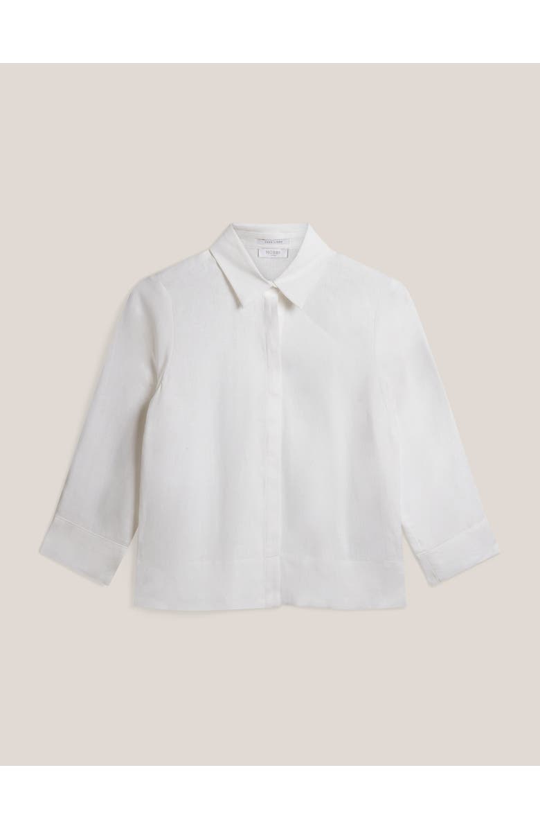HOBBS LONDON Nita 3/4 Sleeve Button Up Linen Shirt, Alternate, color, White