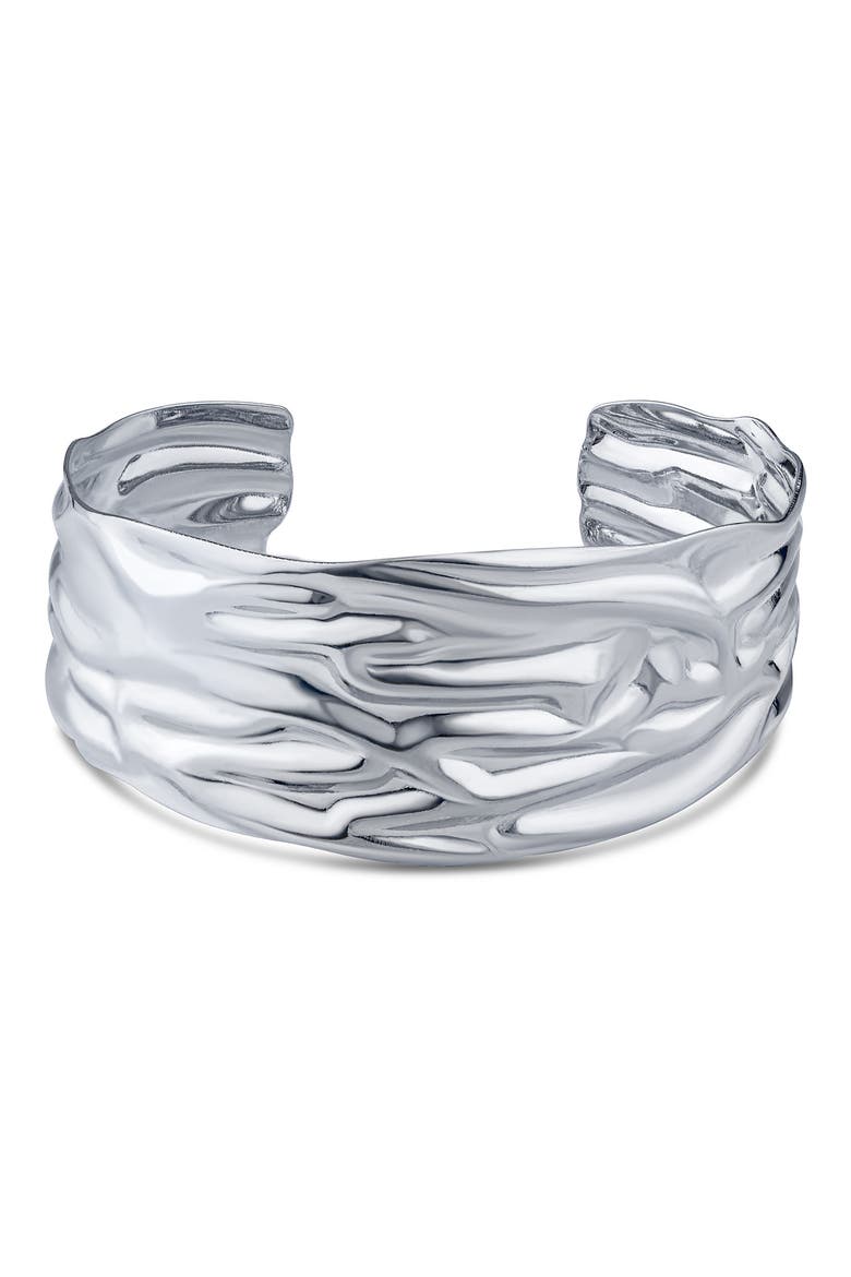 Wide Sculptural Cuff Bracelet, Main, color, SILVER