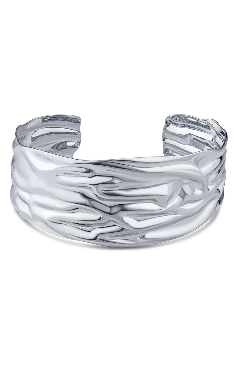 JARDIN Wide Sculptural Cuff Bracelet, Main, color, Silver