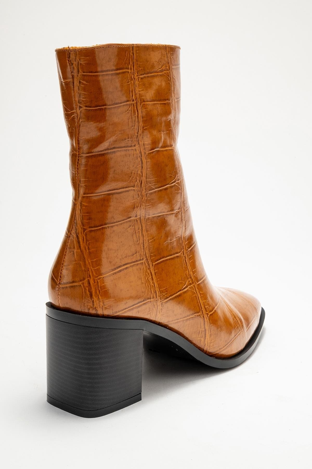 Chara Block Heel Ankle Boot, Alternate, color, Cognac Print Faux Leather