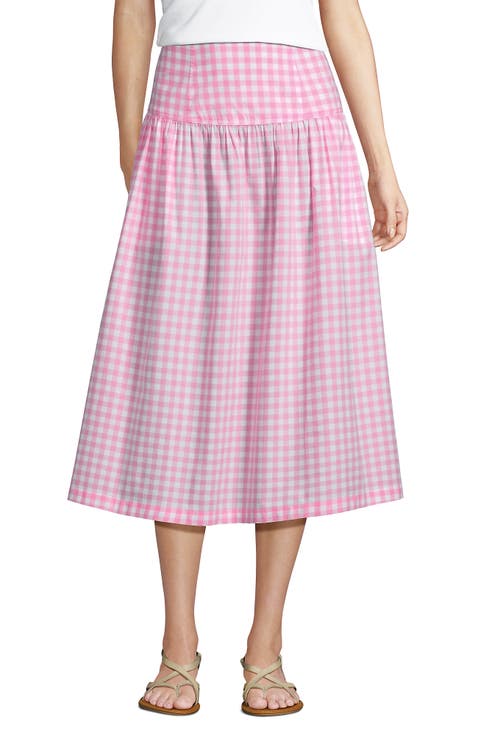 Poplin Drop Waist Midi Skirt
