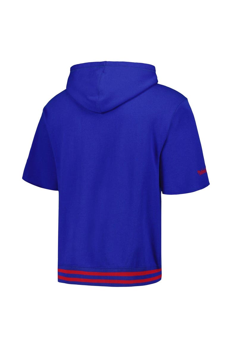 Men's Mitchell & Ness Royal New England Patriots Pre-Game Short Sleeve Pullover Hoodie, Alternate, color, Royal