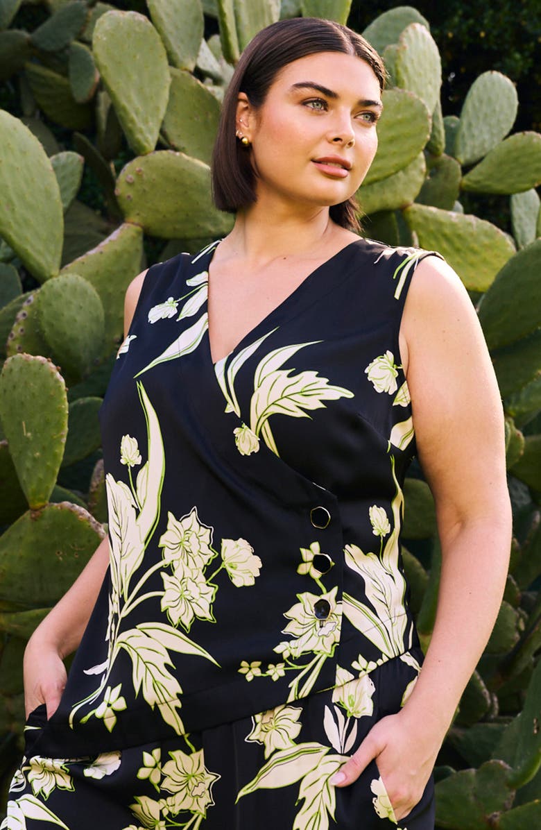 Estelle Baia Floral Sleeveless Button-Up Top, Alternate, color, Print