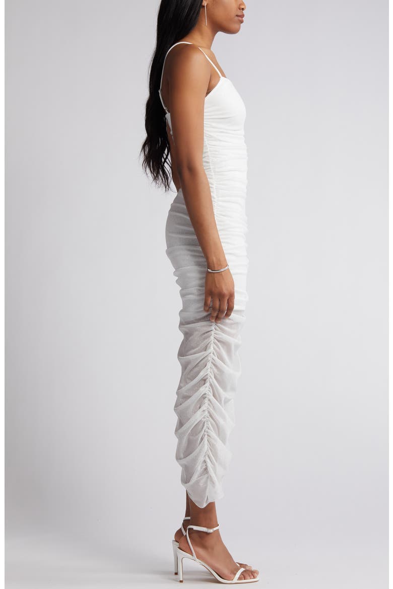 Glitter Matte Ruched Jersey Dress, Alternate, color, WHITE