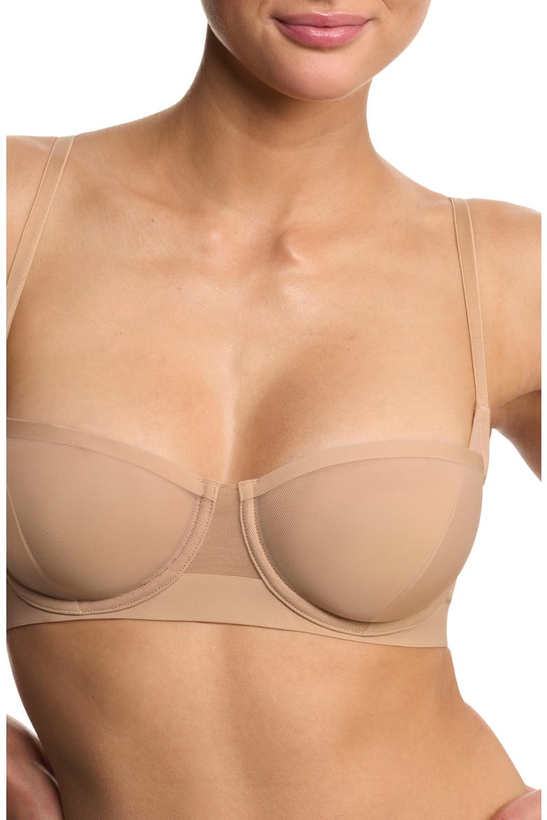 True Zen Mesh Balconette Bra, Alternate, color, Buff