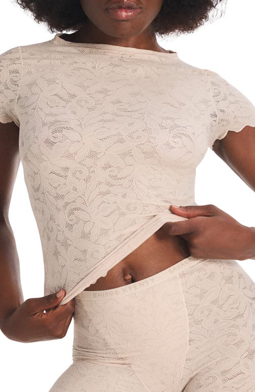 Savage X Fenty Lacy Dreams Pajama Baby Tee In Neutral