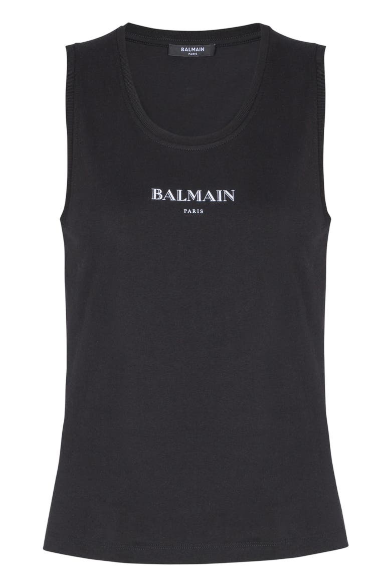 Tank Top with Balmain Print, Alternate, color, black