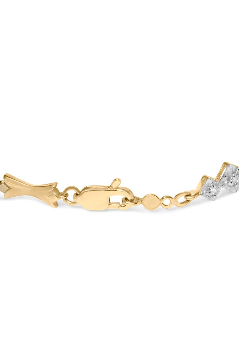 10k Gold 1/3 Cttw Diamond Miracle Set Bar and Link Bracelet - 7.75" Inches, Alternate, color, Yellow