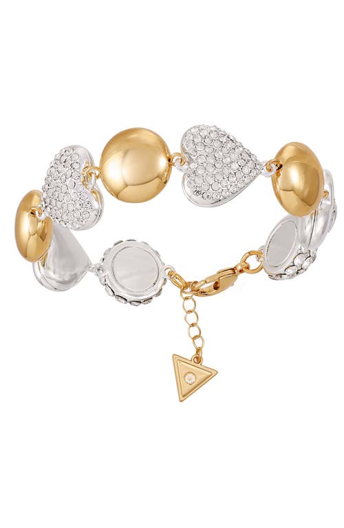 Guess Two-tone Crystal Linear Bracelet In Gold