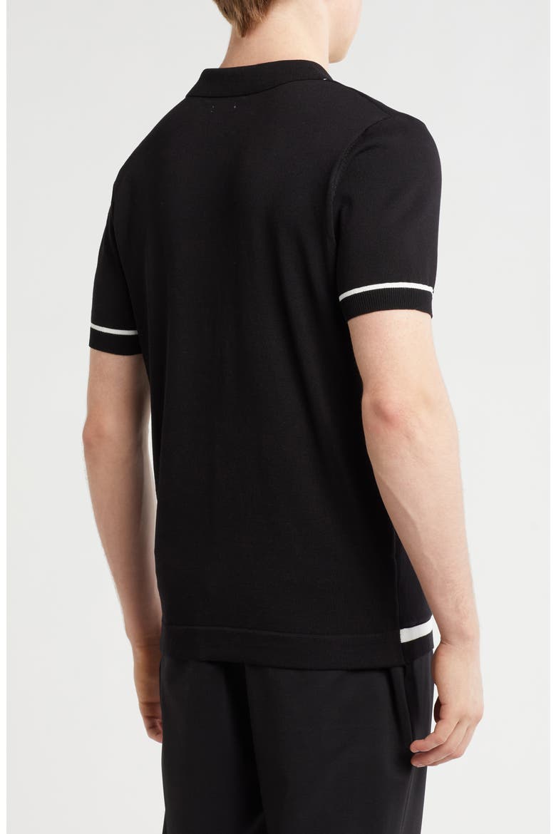 Buttoned Short Sleeve Sweater, Alternate, color, BLACK