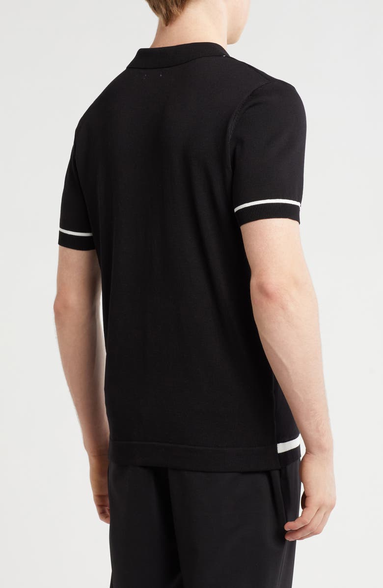 T.R. PREMIUM Buttoned Short Sleeve Sweater, Alternate, color, Black