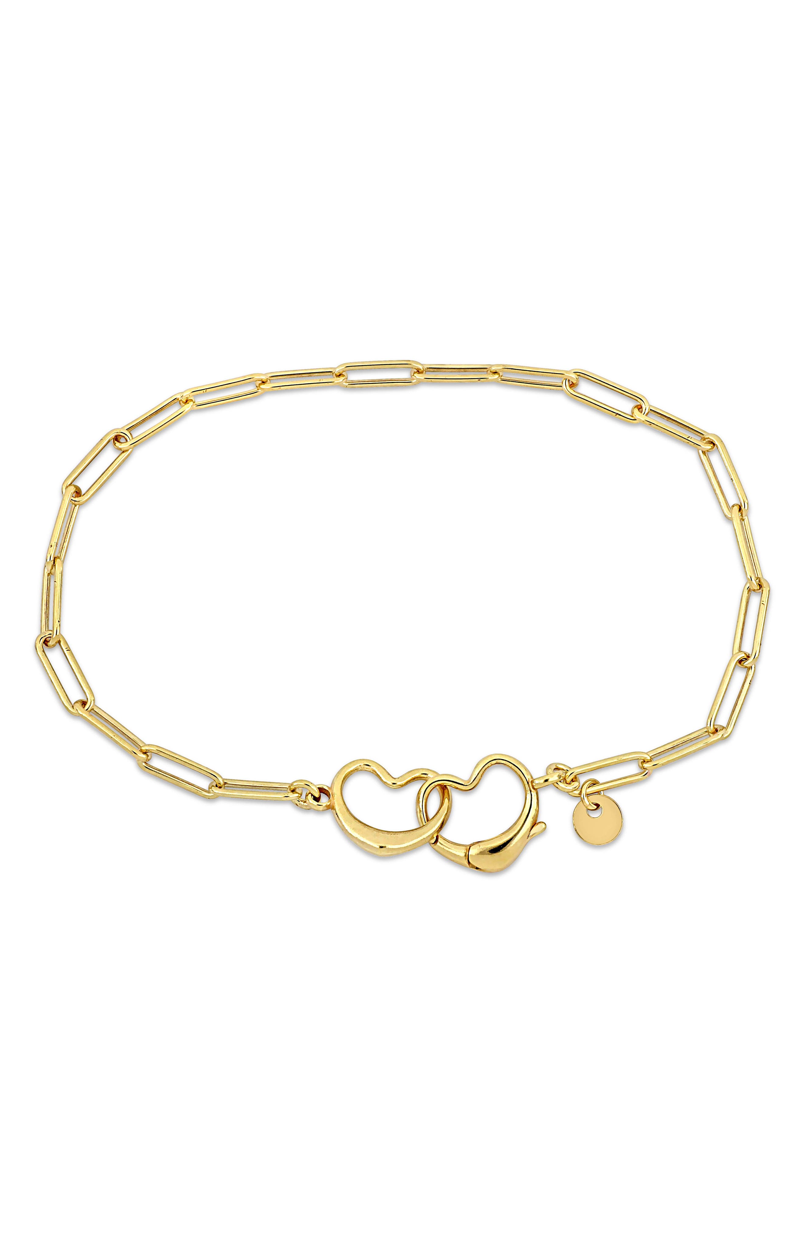 DELMAR Double Heart Paperclip Link Bracelet