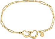 DELMAR Double Heart Paperclip Link Bracelet