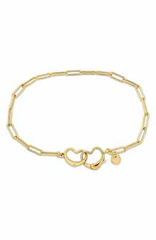 DELMAR Double Heart Paperclip Link Bracelet