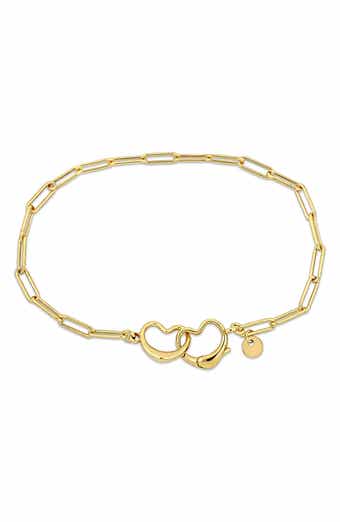 DELMAR Double Heart Paperclip Link Bracelet