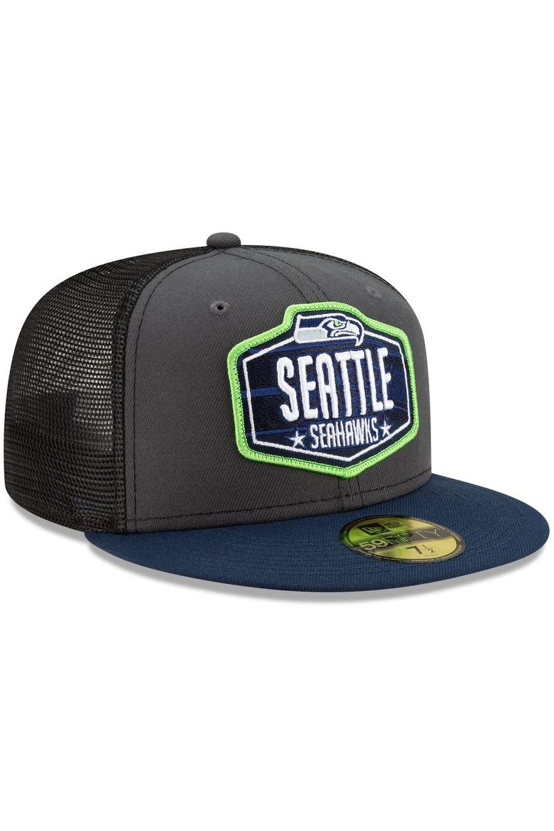 Men's New Era Graphite/College Navy Seattle Seahawks 2021 NFL Draft On-Stage 59FIFTY Fitted Hat, Alternate, color, Graphite
