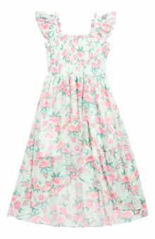 RARE, TOO! Kids' Floral Ruffle Strap Smocked Chiffon Party Dress