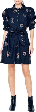 CIEBON Scarlette Floral Embroidery Cotton Shirtdress