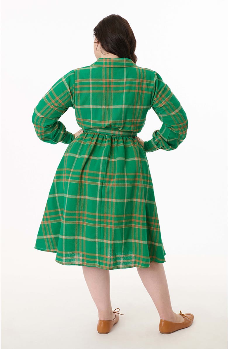 Unique Vintage Plus Size Long Sleeve Belted Shirt Dress, Alternate, color,