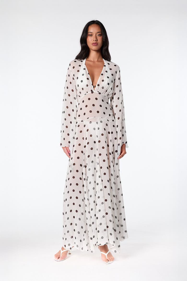 Marella Dress, Alternate, color, Ivory / Black Polka Dot