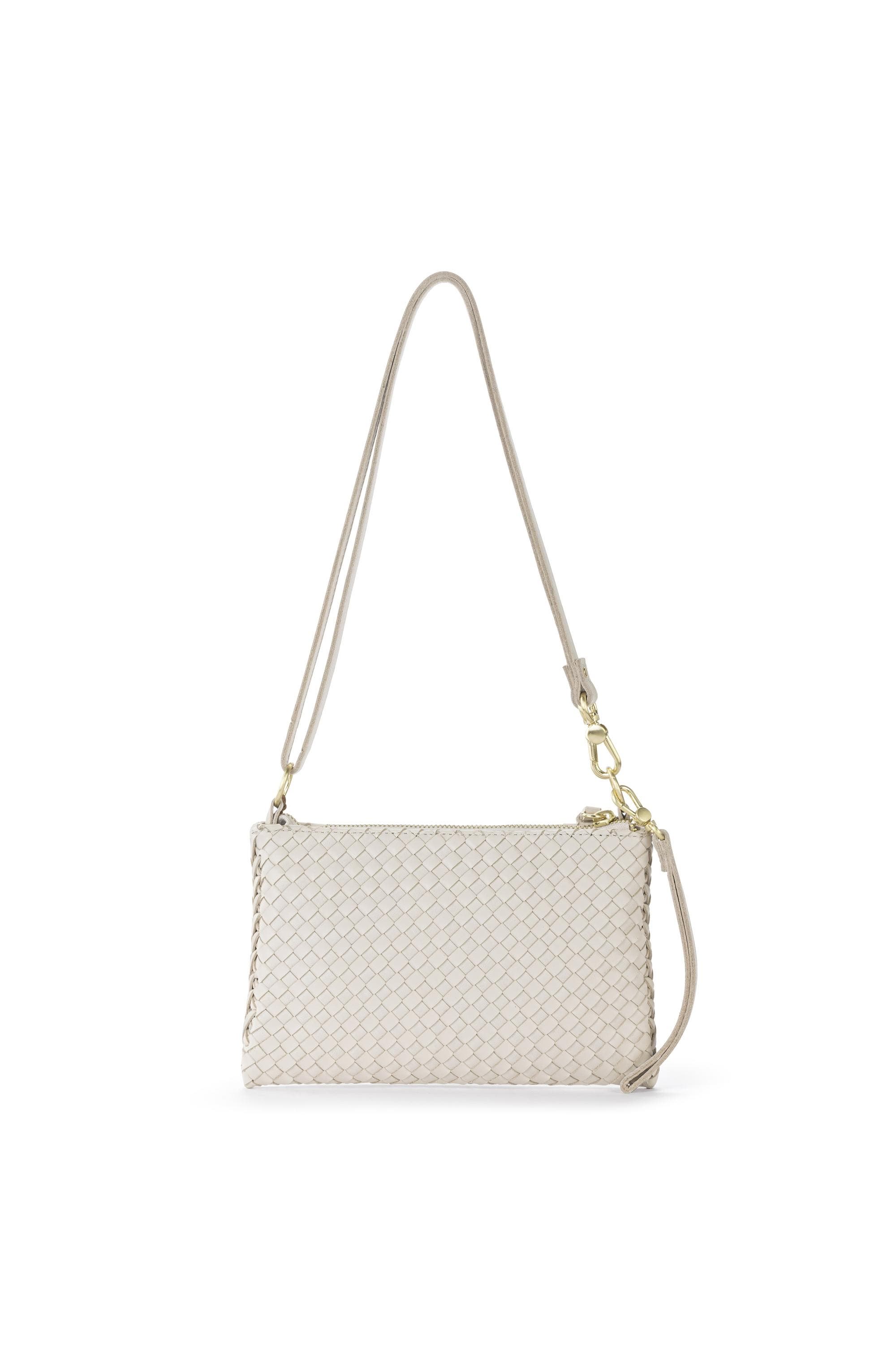 The Sak Vita Hand Woven Leather Crossbody Wristlet, Alternate, color, Stone Woven