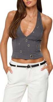 EDIKTED Sakura Grommet Halter Top