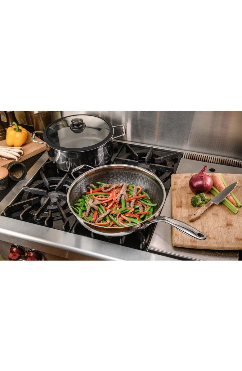 FRIELING Black Cube 12-1/2 Inch Stainless/Nonstick Hybrid Wok, Alternate, color, Silver