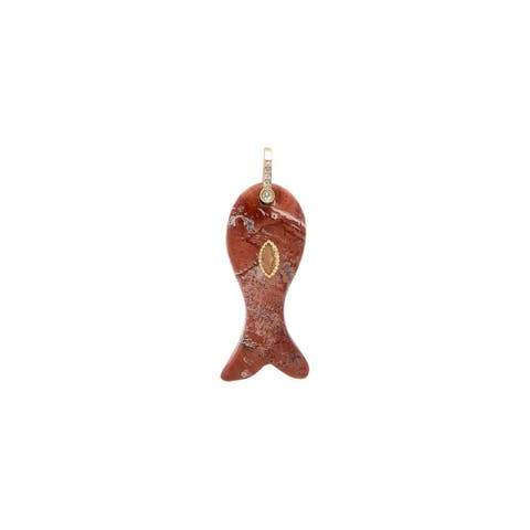 Evil Eye Natural Stone Carved Fish Charm