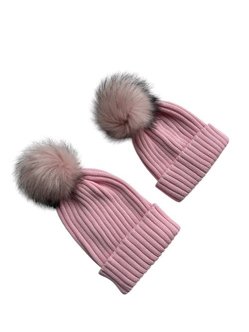 Accouchée Mom N Me Beanie Set In Pink