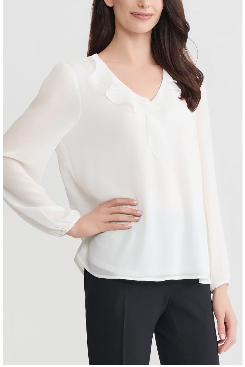 Ruffle Neck Top, Alternate, color, VANILLA ICE
